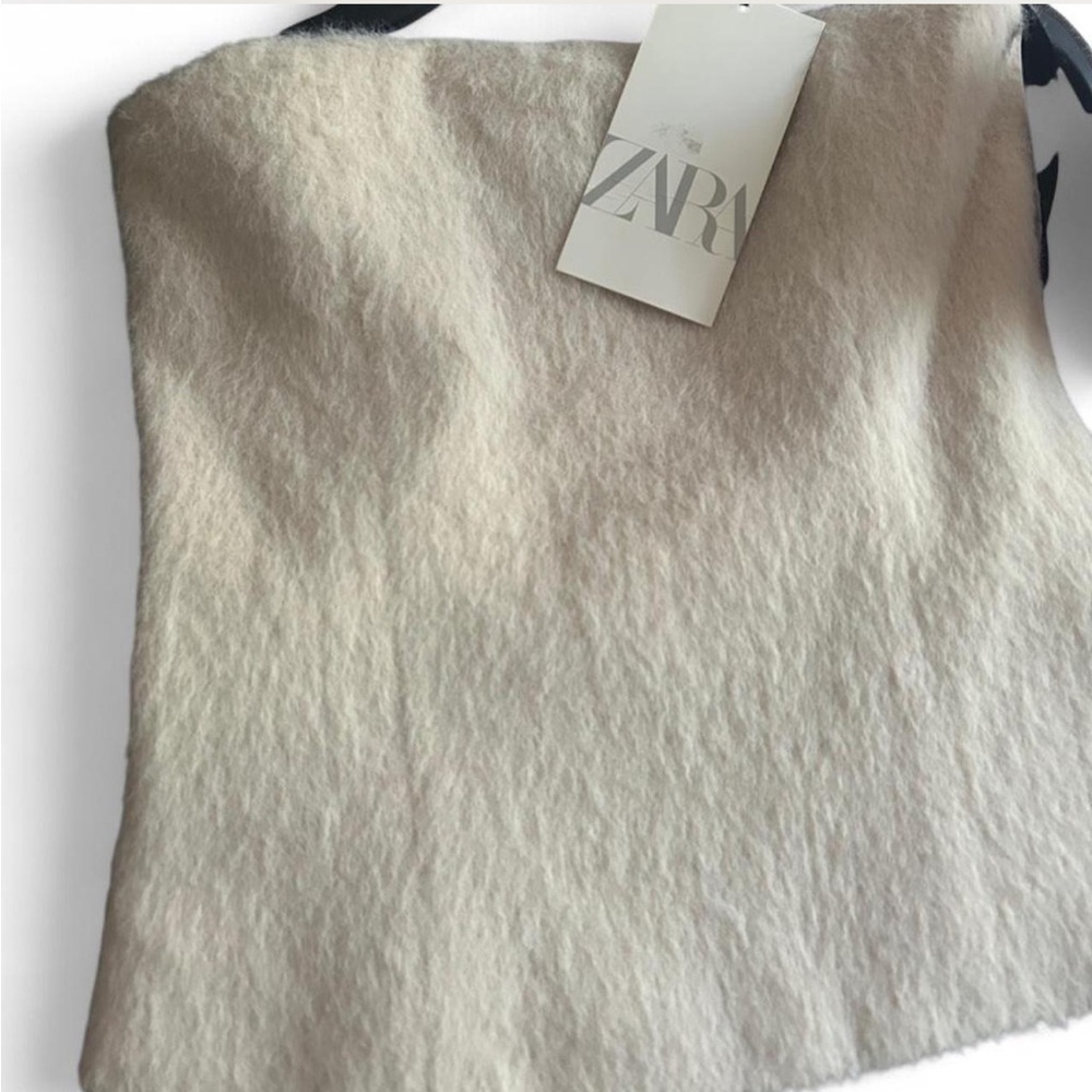 NWT Zara Beige Textured Strapless Top